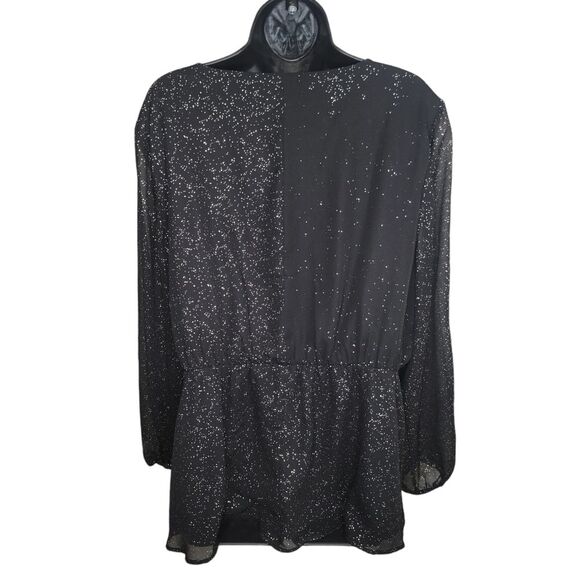Lane Bryant black & gold metallic peplum blouse top size 16 - Picture 2 of 5